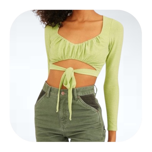 Urban Outfitters Tops - Urban Outfitters XS lime cropped wrap top